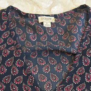 J. Crew NWOT Navy and Pink Paisley Women's Top Blouse SZ Large